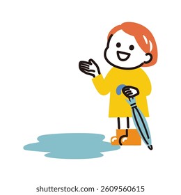 simple illustration of kids and rainy season