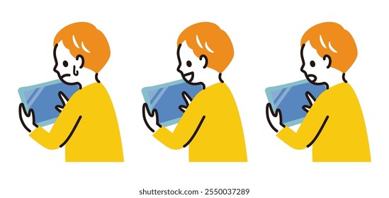 simple illustration of kids using tablet device