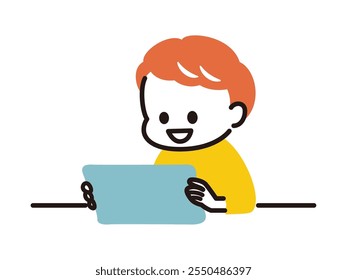 simple illustration of kids using tablet device