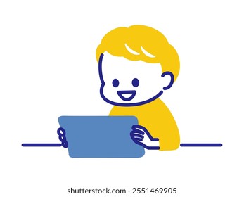 simple illustration of kids using tablet device