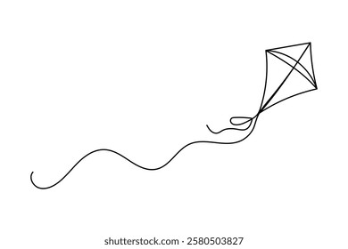 Simple illustration of kite continuous one line drawing