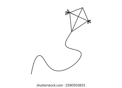 Simple illustration of kite continuous one line drawing