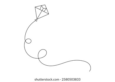 Simple illustration of kite continuous one line drawing