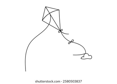 Simple illustration of kite continuous one line drawing