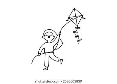 Simple illustration of kite continuous one line drawing