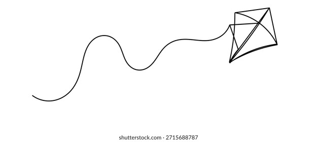 Ilustración simple de dibujo continuo de una línea de cometa