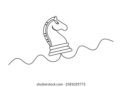 Simple illustration of knight chess vector continuous one line art drawing