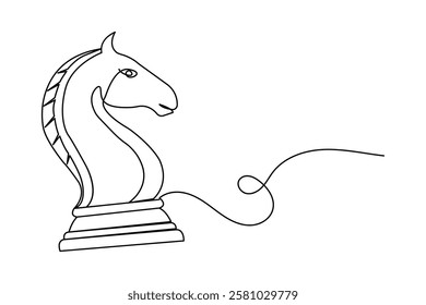 Simple illustration of knight chess vector continuous one line art drawing