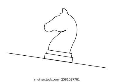 Simple illustration of knight chess vector continuous one line art drawing