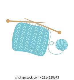 simple illustration with knitting needle isolated on white background, vector flat illustration, cartoon style