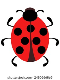 simple illustration of a ladybug in flat style, a cute beetle with red wings and black dots vector illustration