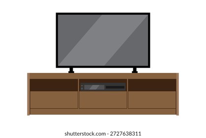 Ilustração simples de uma grande TV em um suporte de TV