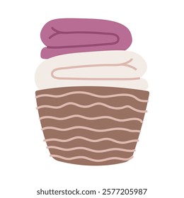 A simple illustration of a laundry basket. Ideal for creating minimalist and modern home designs.