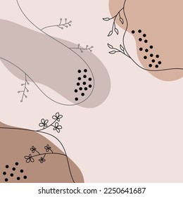SIMPLE ILLUSTRATION LEAF BACKGROUND MINIMALIST DESIGN SET. LINE ART DRAWING PASTEL COLOR GOOD FOR WALLPAPER, COVER, POSTER, PRINT