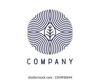 Simple illustration leaf mono line navy color