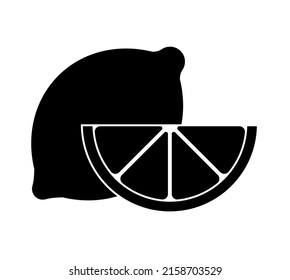 Einfache Illustration von Zitronenvektorsymbol in schwarzer Farbe