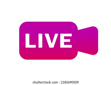 Simple illustration with the letters LIVE written in the shape of a gradient-colored camera