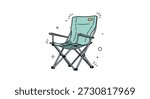 Simple illustration of a light blue folding camping chair or portable outdoor seat with sparkling clean accent marks.