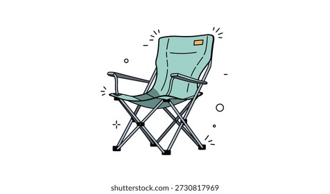 Simple illustration of a light blue folding camping chair or portable outdoor seat with sparkling clean accent marks.