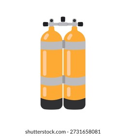 Ilustración simple de un tanque de buceo azul claro con un manómetro
