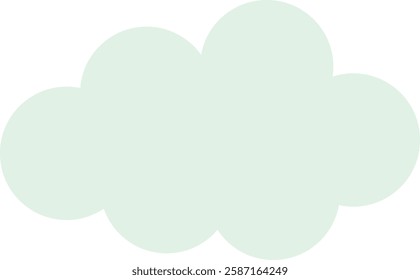 Simple illustration of a light green cloud with overlapping circular shapes creating a fluffy appearance. Weather, nature, whimsical