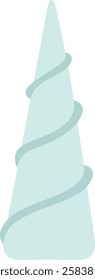 Simple illustration of a light green twisted unicorn horn standing on a white background, representing magic, fantasy, and fairytale concepts