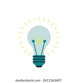 Simple Illustration of a Lightbulb Representing an Idea, This cartoon-style lightbulb graphic depicts a lightbulb with a radiating effect, symbolizing a bright idea or inspiration.