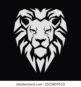 simple illustration of lion head on black background