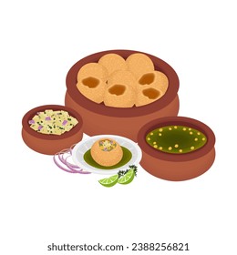 Simple Illustration Logo of Delicious Pani Puri fuchka fuchka Or Golgappa