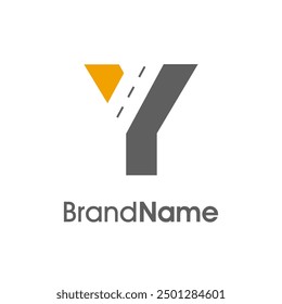 Simple Illustration logo design combination initial Y and way icon with empty space style. The logo good for company related delivery, transportation and logistic.