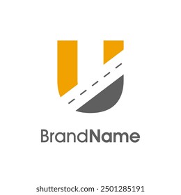 Simple Illustration logo design combination initial U and way icon with empty space style. The logo good for company related delivery, transportation and logistic.