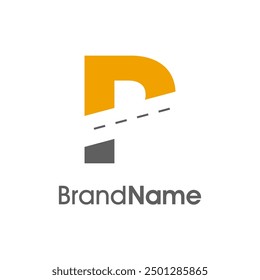 Simple Illustration logo design combination initial P and way icon with empty space style. The logo good for company related delivery, transportation and logistic.