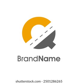 Simple Illustration logo design combination initial Q and way icon with empty space style. The logo good for company related delivery, transportation and logistic.