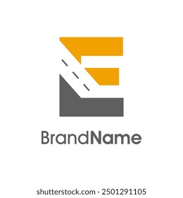 Simple Illustration logo design combination initial E and way icon with empty space style. The logo good for company related delivery, transportation and logistic.