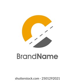 Simple Illustration logo design combination initial C and way icon with empty space style. The logo good for company related delivery, transportation and logistic.