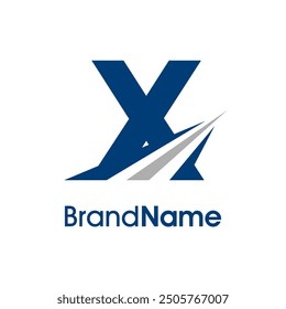 Simple Illustration logo design combination initial X with Road icon. The logo good for company related delivery, transportation and logistic.