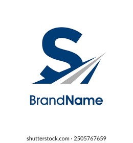 Simple Illustration logo design combination initial S with Road icon. The logo good for company related delivery, transportation and logistic.