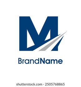 Simple Illustration logo design combination initial M with Road icon. The logo good for company related delivery, transportation and logistic.