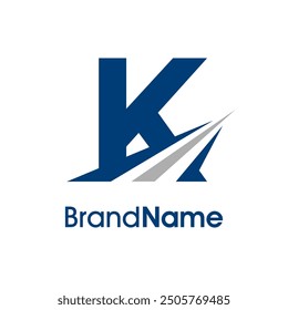 Combinación de diseño de logotipo de ilustración simple inicial K con icono de carretera. El logotipo es bueno para la entrega, el transporte y la logística relacionados con la empresa.