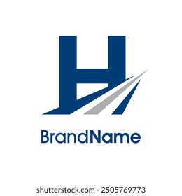 Simple Illustration logo design combination initial H with Road icon. The logo good for company related delivery, transportation and logistic.