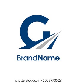 Simple Illustration logo design combination initial G with Road icon. The logo good for company related delivery, transportation and logistic.