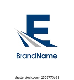 Simple Illustration logo design combination initial E with Road icon. The logo good for company related delivery, transportation and logistic.