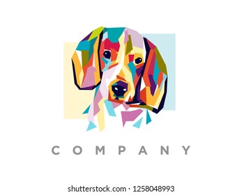 simple illustration logo design dog with wpap style.