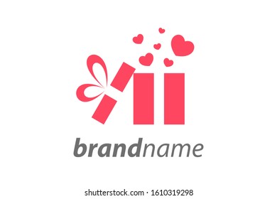 Simple illustration logo design gift.