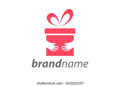 Simple illustration logo design gift.