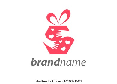 Simple illustration logo design gift.