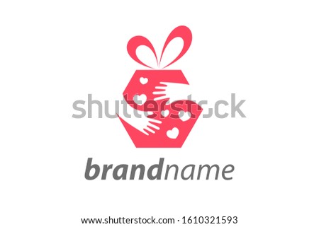 Simple illustration logo design gift.