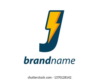 Simple illustration logo design initial font combine with bolt.