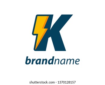 Simple illustration logo design initial font combine with bolt.