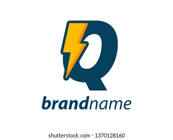 Simple illustration logo design initial font combine with bolt.